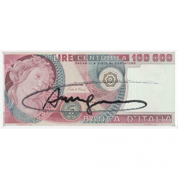 100000 lire - lira warhol signed andy warhol Firmato e Timbrato