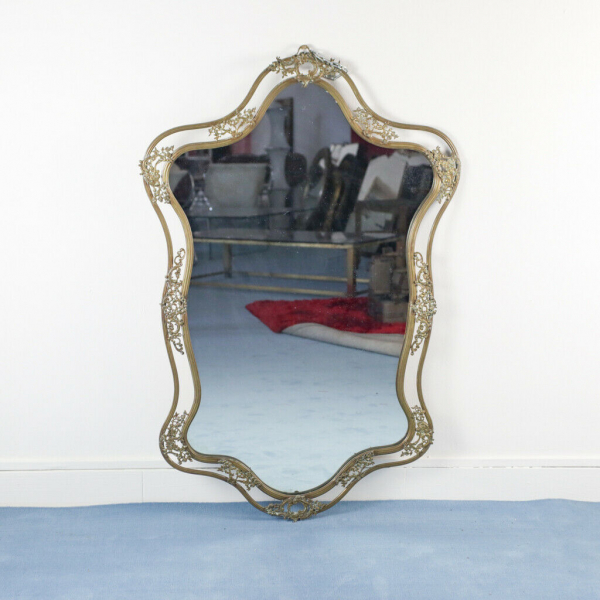 Specchio legno ottone mid century