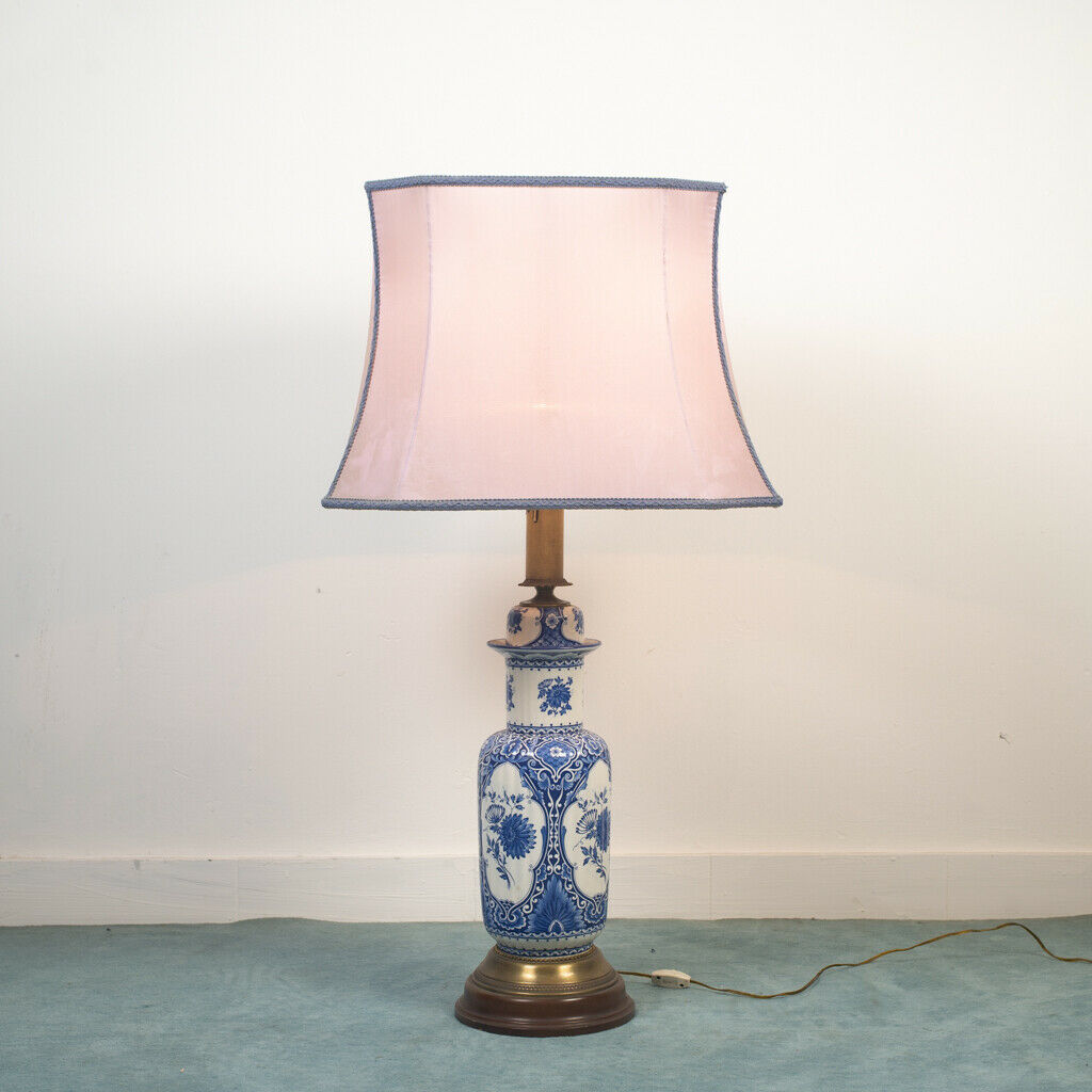 Lampada da tavolo ceramica tessuto design anni '60 vintage modernariato -  Oldera