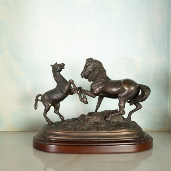 Statua bronzo Cavalli rampanti epoca fine '800