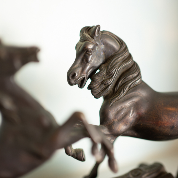 Statua bronzo Cavalli rampanti epoca fine '800