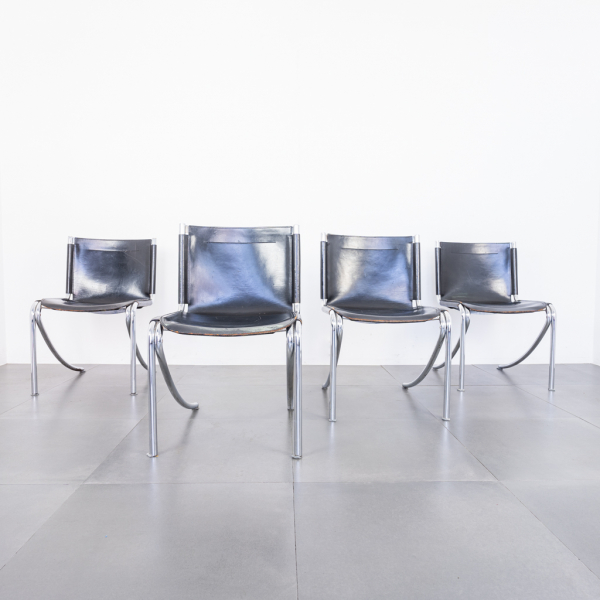 Set quattro sedie Jot pelle tubolare Stoppino design anni '70