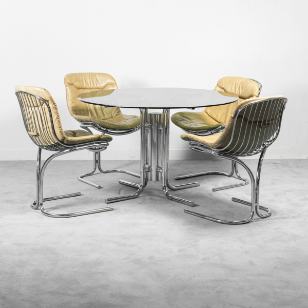 Set da pranzo tavolo quattro sedie Rinaldi anni '70 Vintage Modernariato