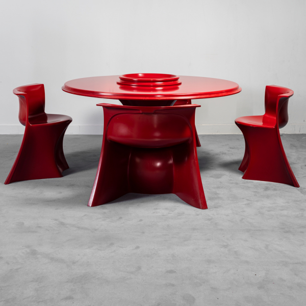 Set tavolo 4 sedie rosso Spadolini 1P anni '60 Vintage Modernariato