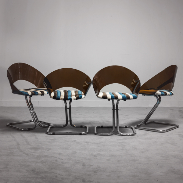SET 4 sedie tubolari stile Faleschini anni '70 Modernariato Vintage