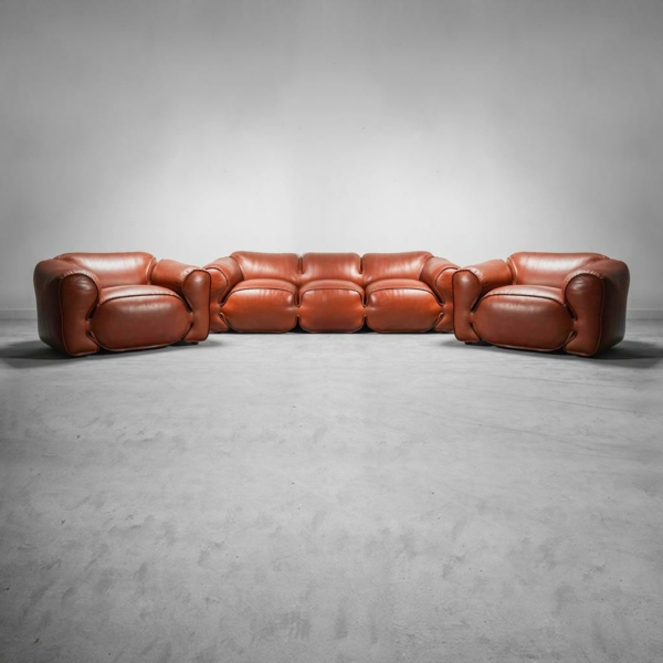 Set divano due poltrone B&T Salotti anni '70 vintage modernariato