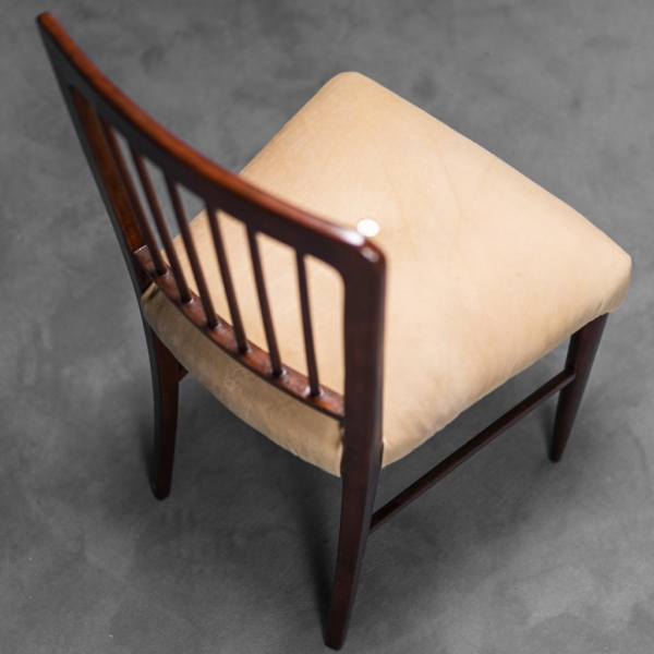 Set 3 sedie da ufficio legno e pelle anni '50 Vintage modernariato