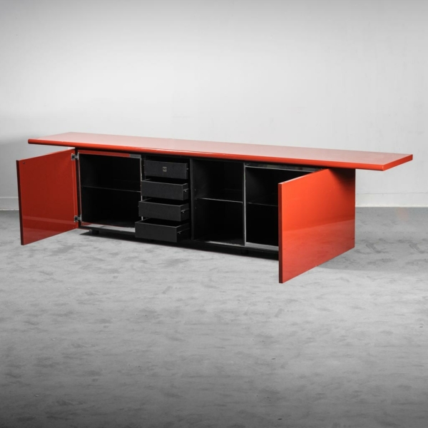 Sideboard rosso Sheraton Acerbis anni '70 vintage modernariato