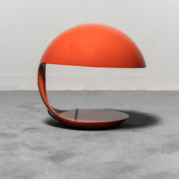 Lampada da tavolo arancione Cobra Martinelli anni '60 Vintage