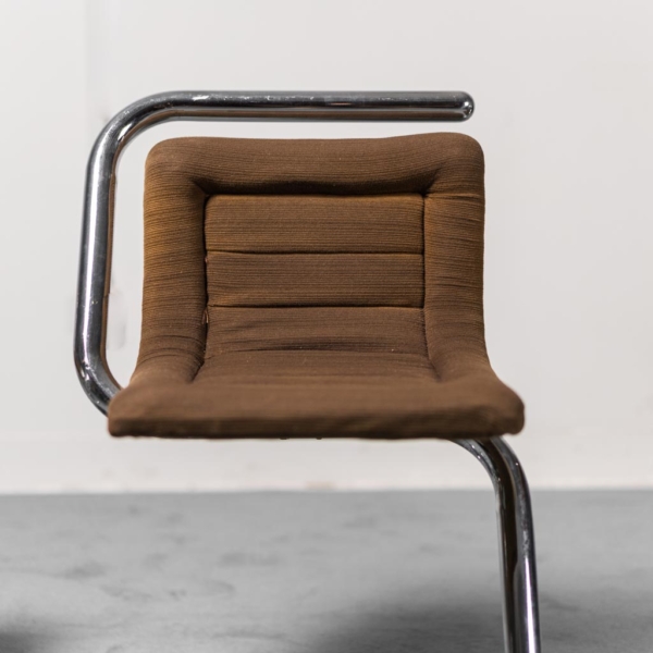 Set 4 sedie tessuto metallo tubolare anni '70 Vintage