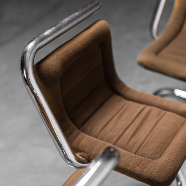 Set 4 sedie tessuto metallo tubolare anni '70 Vintage
