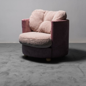 Poltrona in velluto e bouclé rosa anni '70 Vintage Modernariato