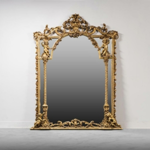 Specchio da parete legno foglia oro anni '50 Vintage
