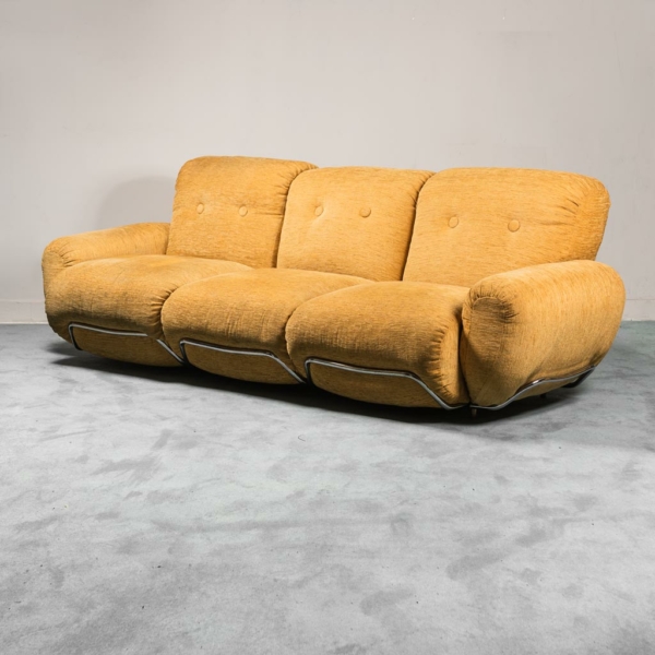 Set divano due poltrone in tessuto anni '70 vintage