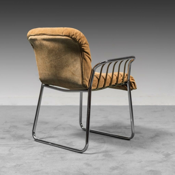 Set 4 sedie cuoio metallo Gastone Rinaldi anni '70 Vintage