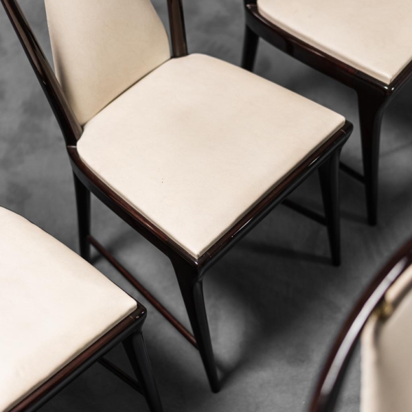 Set da 8 sedie in pelle Osvaldo Borsani anni '50 vintage