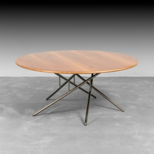 Tavolino da caffè in legno metallo tubolare anni '50 Vintage