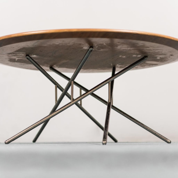 Tavolino da caffè in legno metallo tubolare anni '50 Vintage