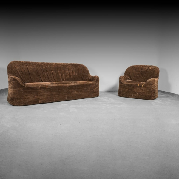Set divano e poltrona in tessuto Maja 1p anni '70 vintage