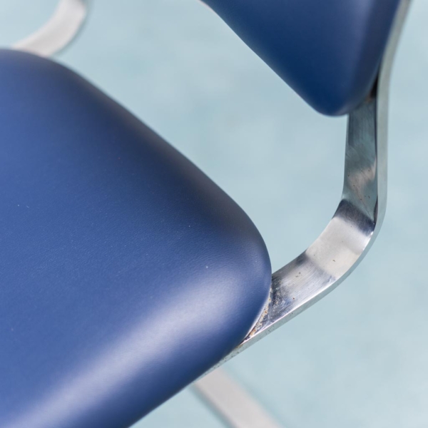 Set 4 sedie eco pelle blu metallo cromato anni '70 Vintage