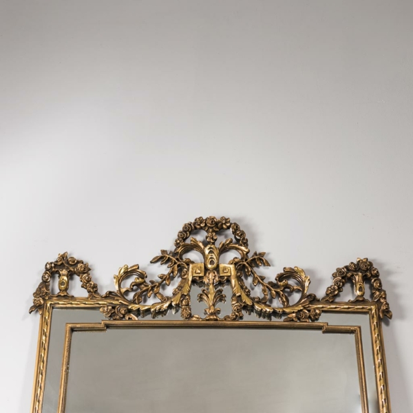 Specchio da parete legno foglia oro anni '50 Vintage 140x10x170