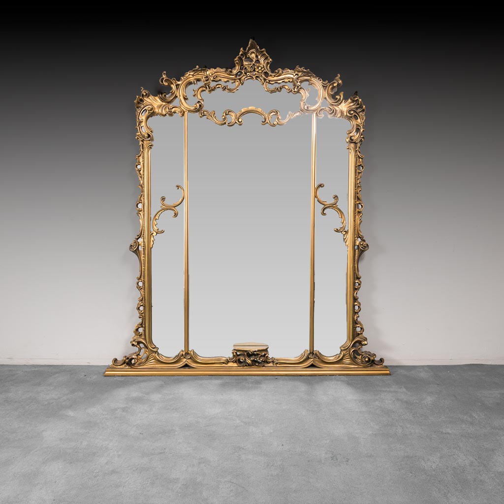Specchio da parete legno foglia oro anni '50 Vintage 150x10x175 - Oldera
