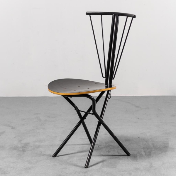 Set 4 sedie richiudibili metallo legno stile Rinaldi anni '70 Vintage