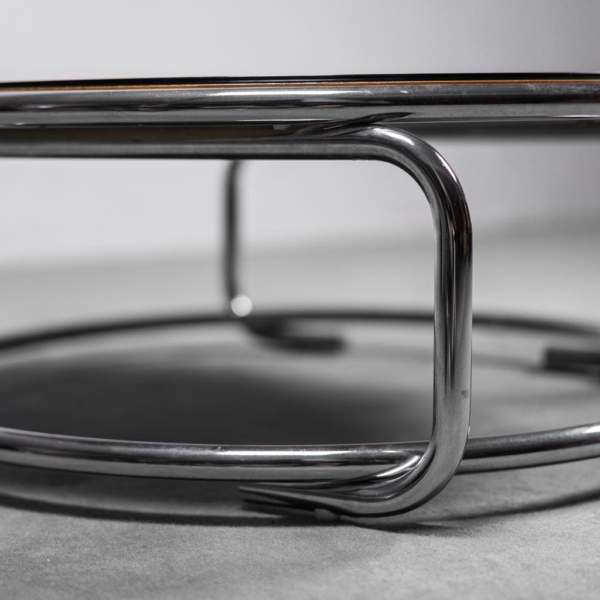 Tavolino da caffè metallo vetro anni '70 Vintage Modernariato