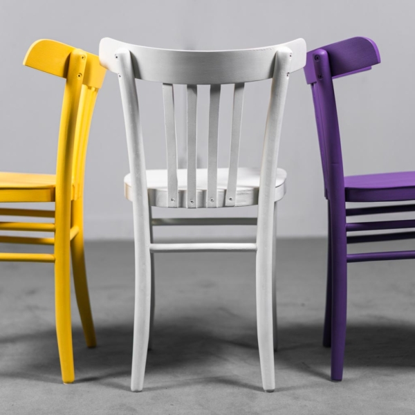 Set 6 sedie in legno multicolor anni '50 vintage modernariato