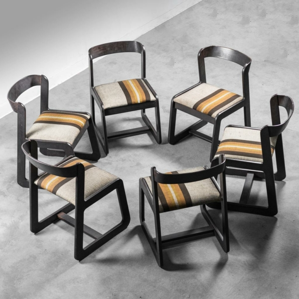 Set 6 sedie legno Mario Sabot Willy Rizzo anni '70 Vintage