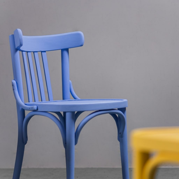 Set 4 sedie in legno multicolor anni '50 vintage modernariato