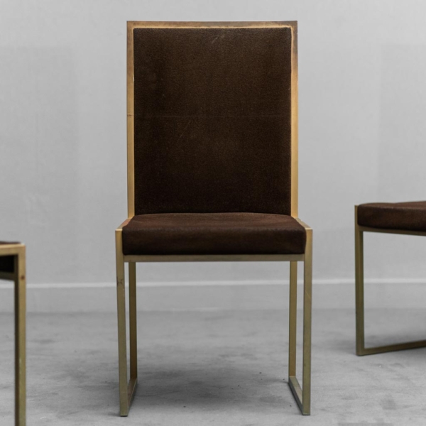 Set 3 sedie metallo dorato tessuto anni '70 vintage modernariato