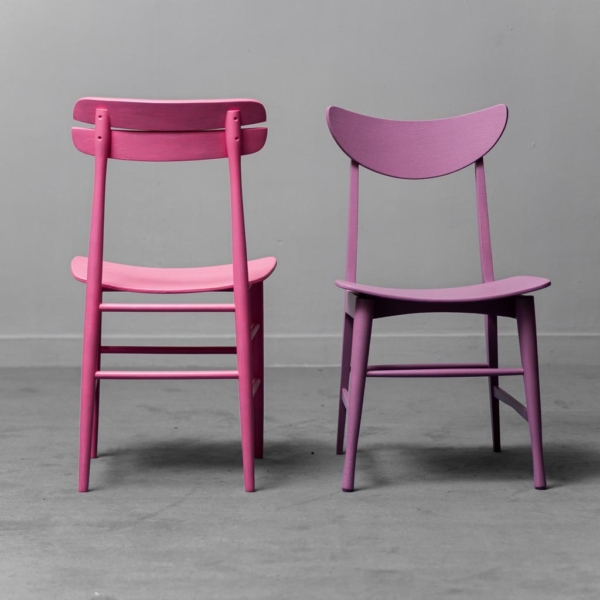 Set 6 sedie legno multicolor anni '50 vintage modernariato