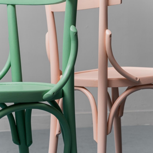 Set 3 sedie legno multicolor anni '50 vintage modernariato