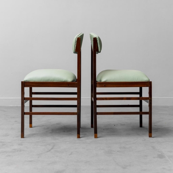Set 4 sedie in pelle legno Coslin anni '60 vintage modernariato