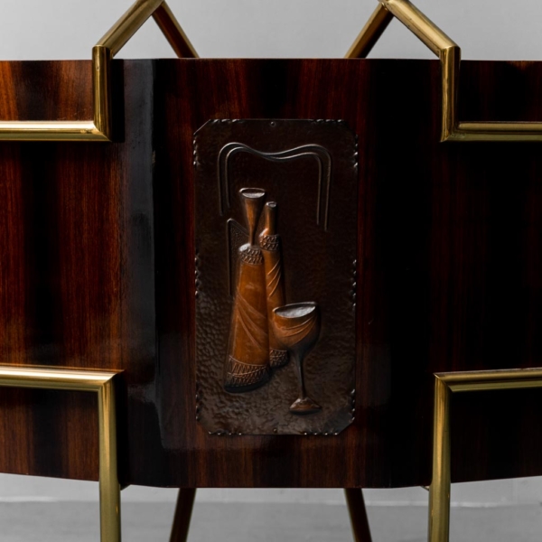Mobile bar in legno ottone design anni '60 vintage modernariato
