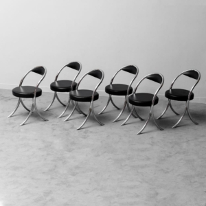 Set di 6 sedie ecopelle metallo anni '70 vintage modernariato