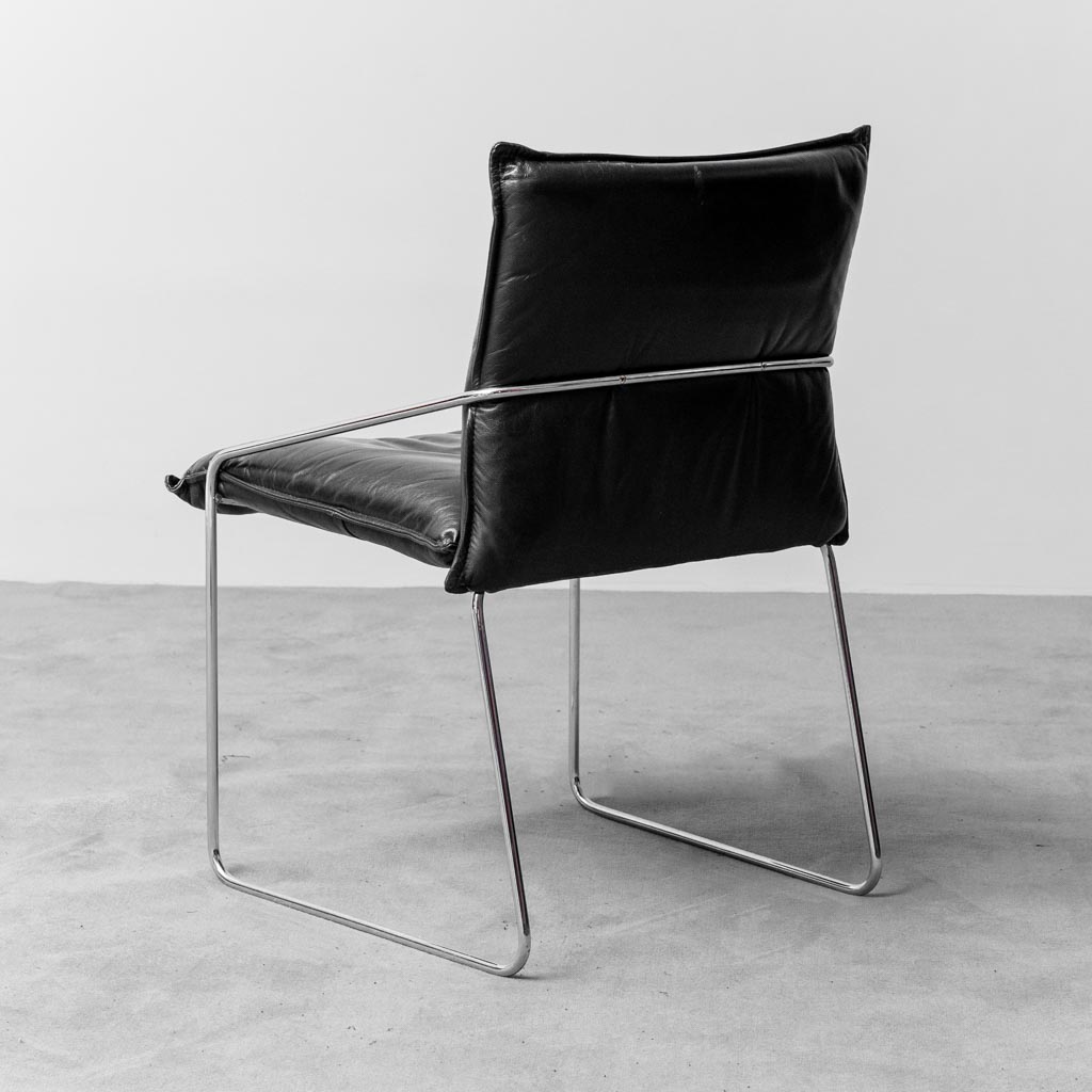 Set 4 sedie in pelle e metallo design anni '70 vintage modernariato