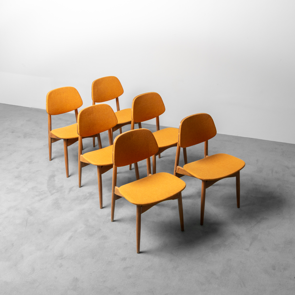 Set 6 sedie tessuto legno stile Scandinavo anni '60 vintage modernariato