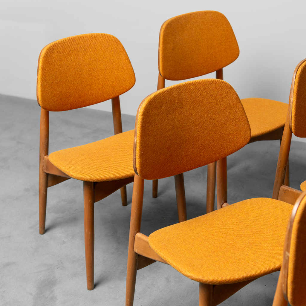 Set 6 sedie tessuto legno stile Scandinavo anni '60 vintage modernariato -  Oldera