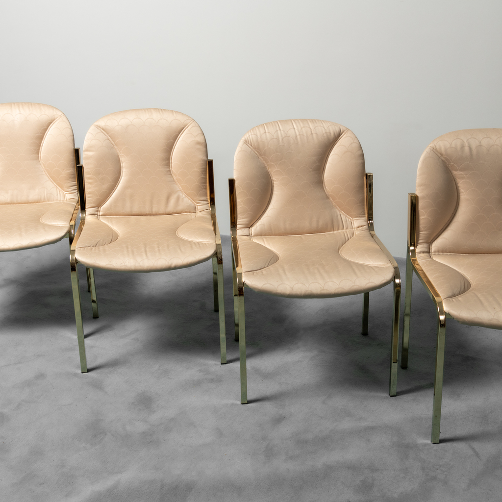 Set 4 sedie metallo dorato Gianluigi Gorgoni anni '70 Vintage modernariato