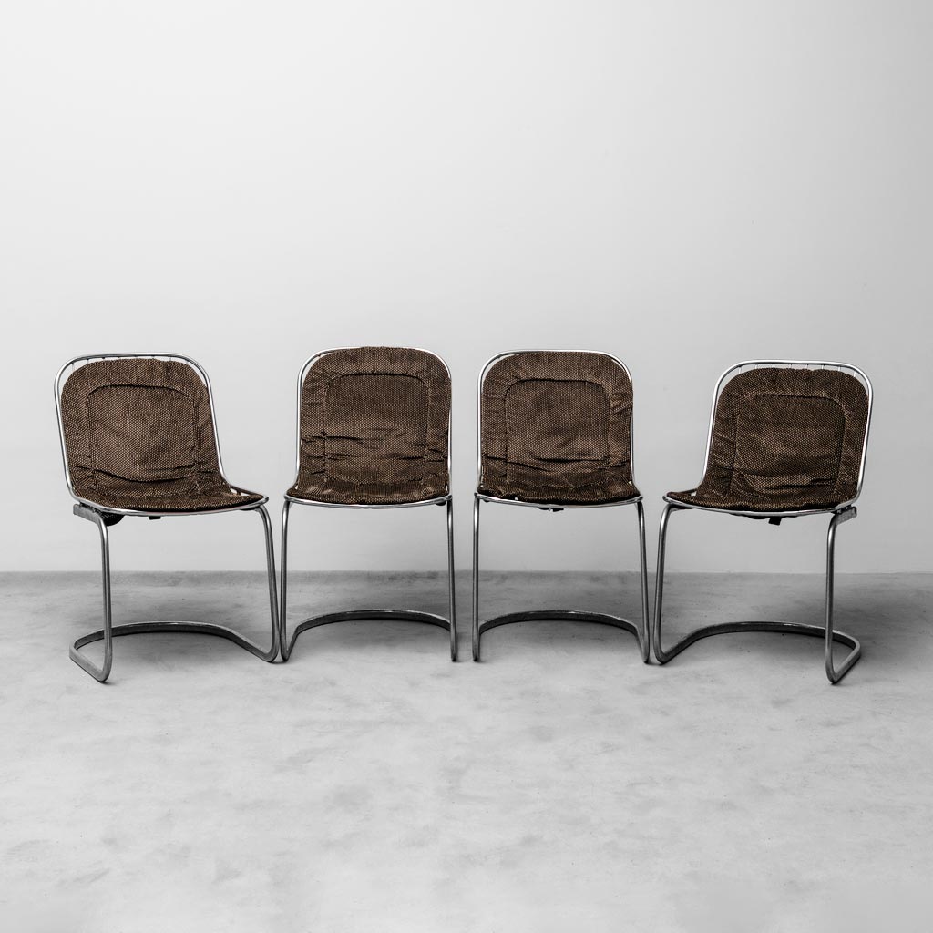 Set 4 sedie in metallo Gastone Rinaldi anni '70 Vintage modernariato