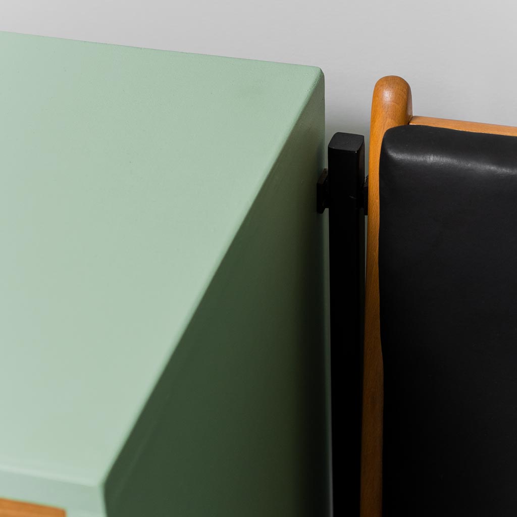 Credenza legno verde divano 2 posti anni '60 vintage modernariato