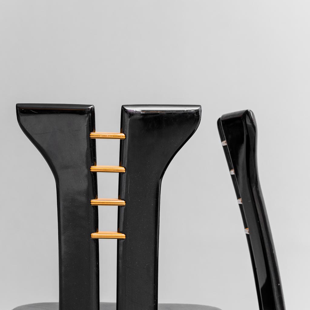 Set 6 sedie pelle Pierre Cardin Roche Bobois anni '80 vintage modernariato