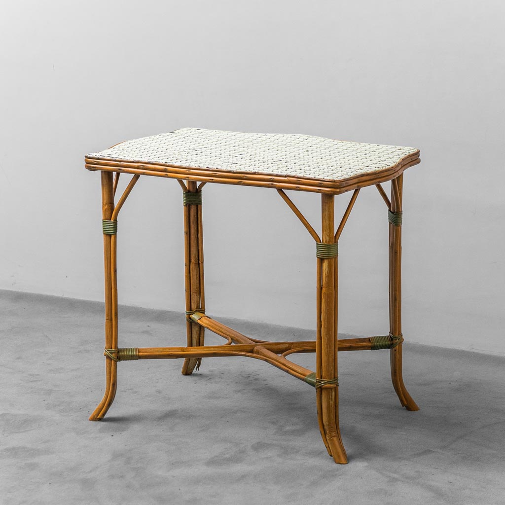 Tavolino vintage in bambu paglia di vienna anni '50 vintage modernariato