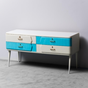 Sideboard mobile legno bianco metallo anni '60 vintage modernariato