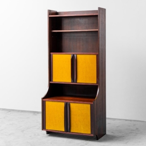 Libreria mobile legno tessuto anni '60 vintage modernariato