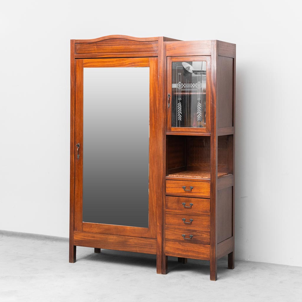Guardaroba Art Déco con specchiera anni '40 vintage