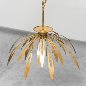 Lampadario in ottone a forma di fiore anni '70 vintage modernariato