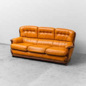 Divano 3 Posti in pelle e legno Anni '50 vintage modernariato